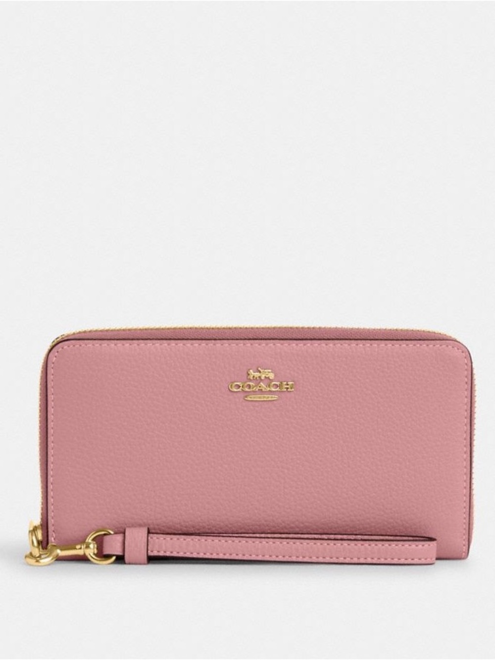 Coach Pebbled Leather Pink Zip-Around Wallet